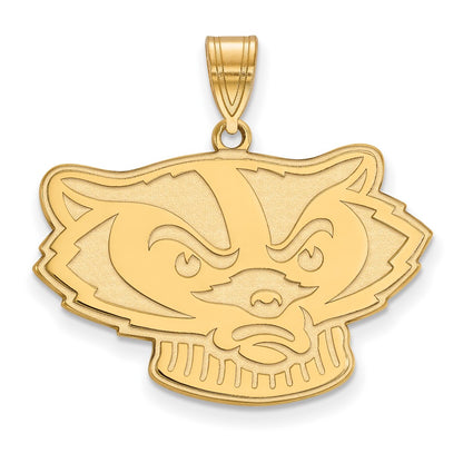 14K Yellow Gold Logoart University Of Wisconsin Badger Large Pendant