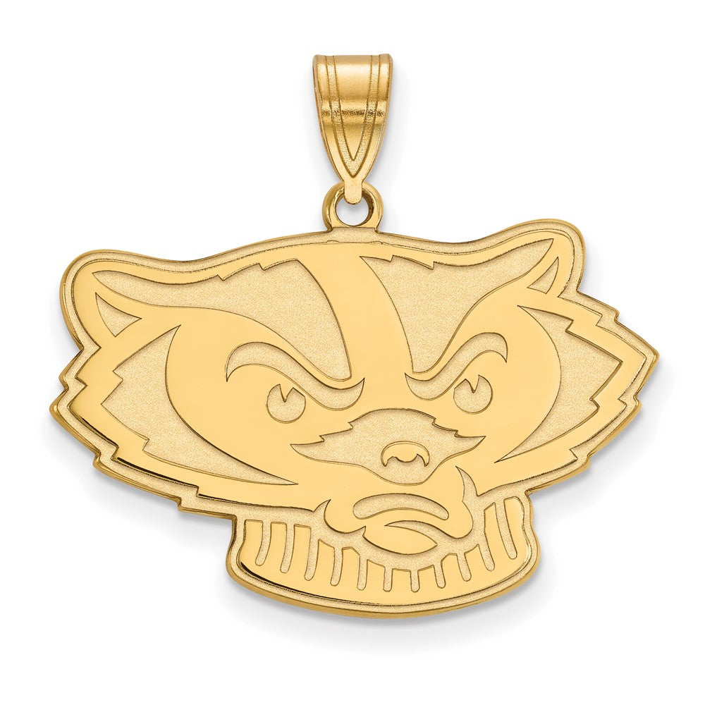 10K Yellow Gold Logoart University Of Wisconsin Badger Large Pendant