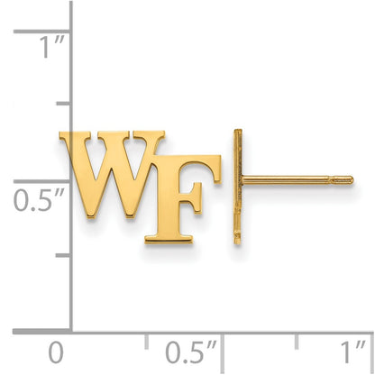 10K Yellow Gold Logoart Wake Forest University W F Extra Small Post Earrings