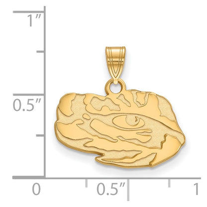 10K Yellow Gold Logoart Louisiana State University Tiger Eye Small Pendant