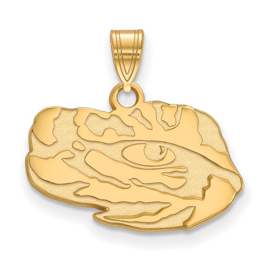 10K Yellow Gold Logoart Louisiana State University Tiger Eye Small Pendant