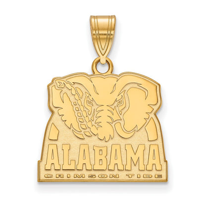 Gold Plated Sterling Silver Logoart University Of Alabama Elephant Medium Pendant