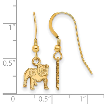 Gold Plated Sterling Silver Logoart University Of Georgia Bulldog Extra Small Dangle Wire Earrings