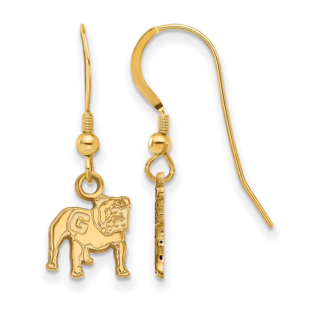 Gold Plated Sterling Silver Logoart University Of Georgia Bulldog Extra Small Dangle Wire Earrings