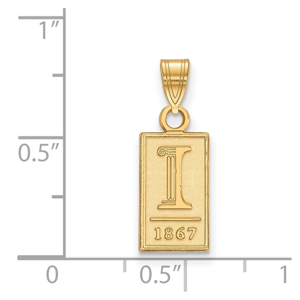 14K Yellow Gold Logoart University Of Illinois I 1867 Small Pendant