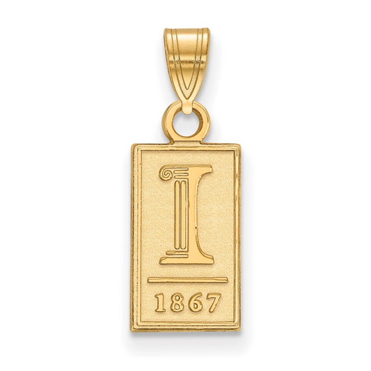 Gold Plated Sterling Silver Logoart University Of Illinois I 1867 Small Pendant