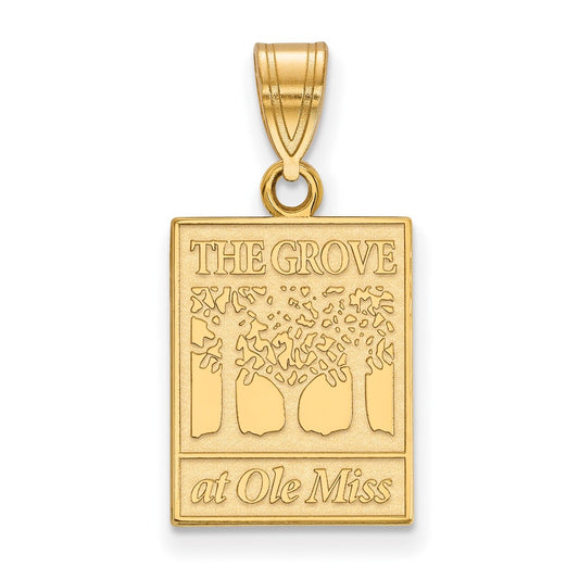 Gold Plated Sterling Silver Logoart University Of Mississippi The Grove At Ole Miss Medium Pendant