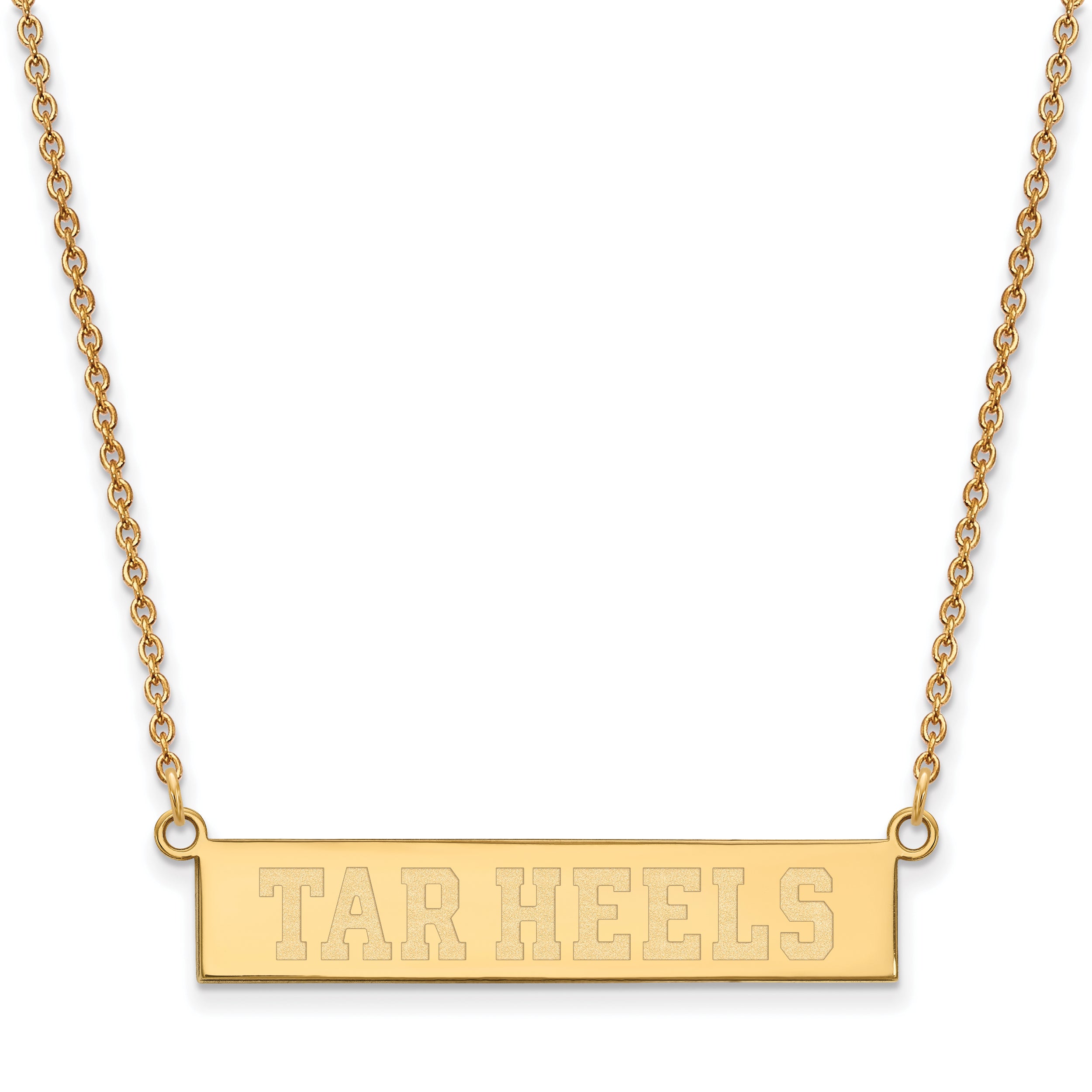 Gold Plated Sterling Silver Logoart University Of North Carolina Tar Heels Small Bar 18 Inch Necklace