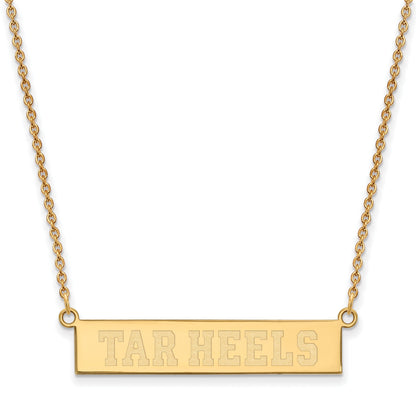 Gold Plated Sterling Silver Logoart University Of North Carolina Tar Heels Small Bar 18 Inch Necklace