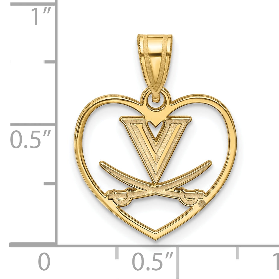Gold Plated Sterling Silver Logoart University Of Virginia Heart Pendant