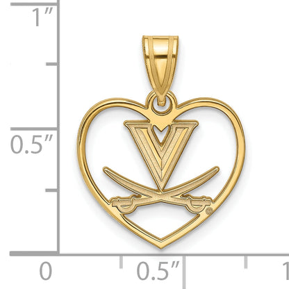 Gold Plated Sterling Silver Logoart University Of Virginia Heart Pendant