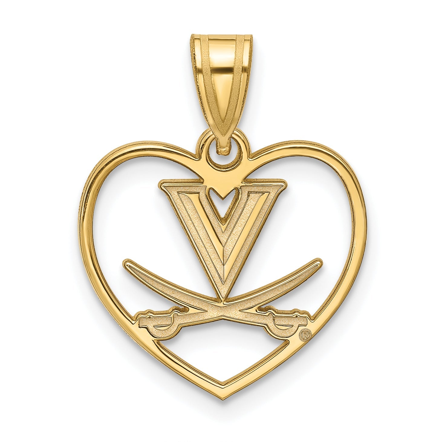 Gold Plated Sterling Silver Logoart University Of Virginia Heart Pendant