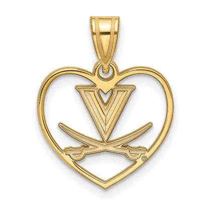 Gold Plated Sterling Silver Logoart University Of Virginia Heart Pendant