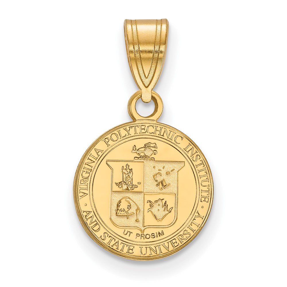 Gold Plated Sterling Silver Logoart Virginia Tech Small Crest Pendant