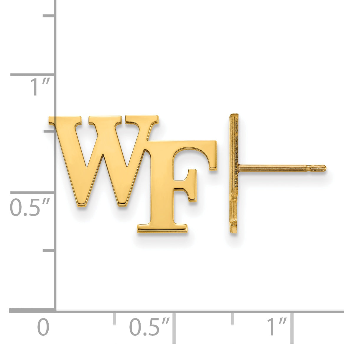 14K Yellow Gold Logoart Wake Forest University W F Small Post Earrings