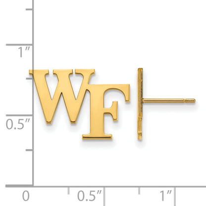 14K Yellow Gold Logoart Wake Forest University W F Small Post Earrings