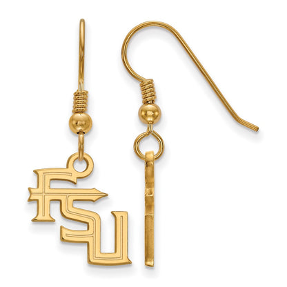 Gold Plated Sterling Silver Logoart Florida State University F S U Small Dangle Wire Earrings