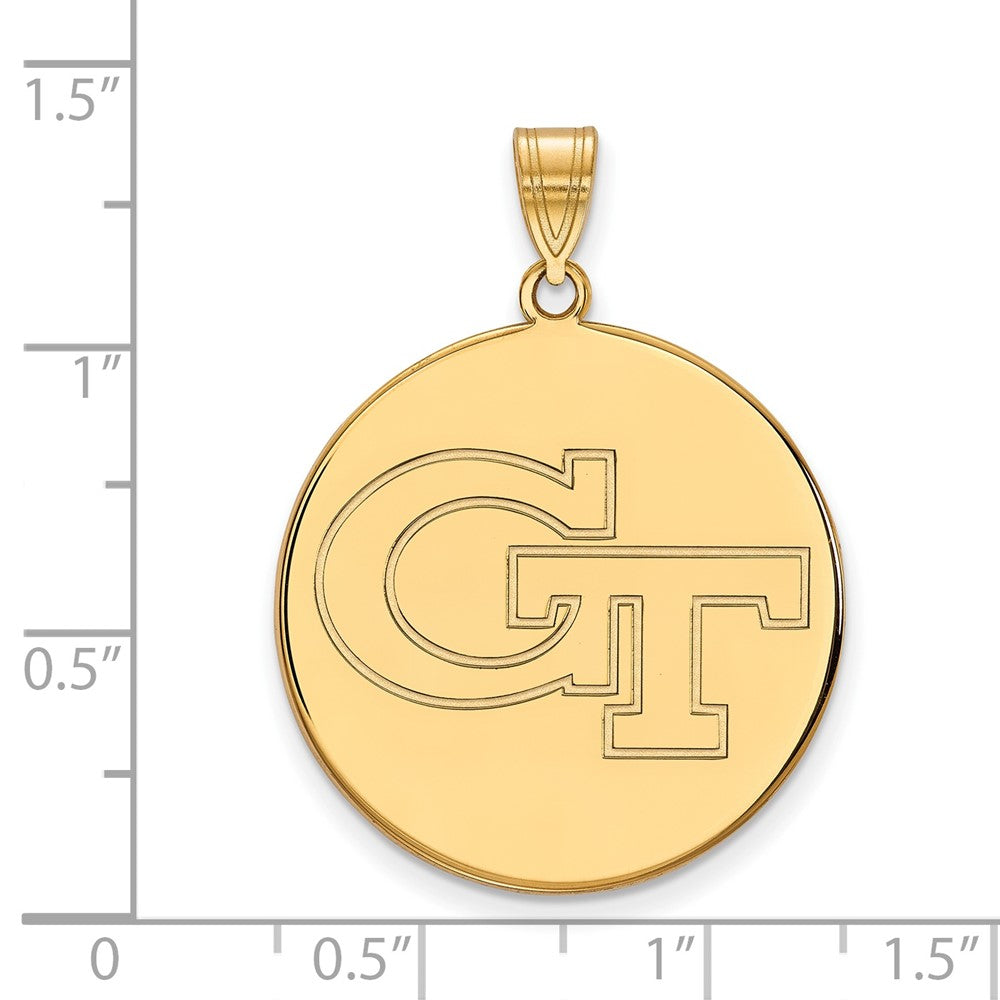 Gold Plated Sterling Silver Logoart Georgia Institute Of Technology G T Extra Large Disc Pendant
