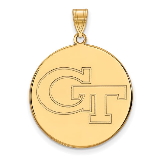 14K Yellow Gold Logoart Georgia Institute Of Technology G T Extra Large Disc Pendant
