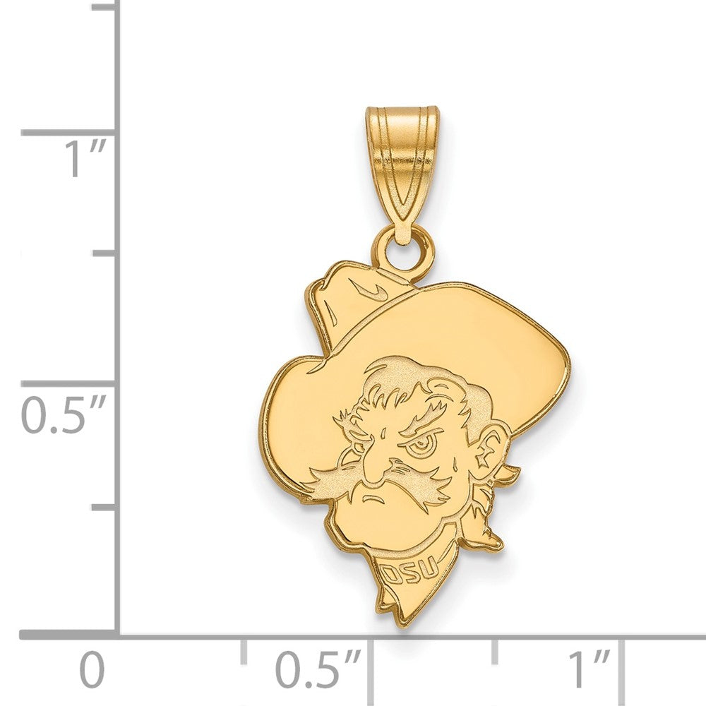 Gold Plated Sterling Silver Logoart Oklahoma State University Cowboy Large Pendant