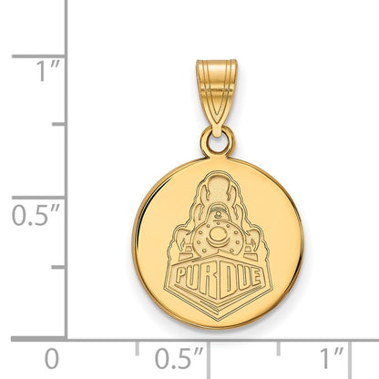 Gold Plated Sterling Silver Logoart Purdue University Boilermakers Train Logo Medium Disc Pendant