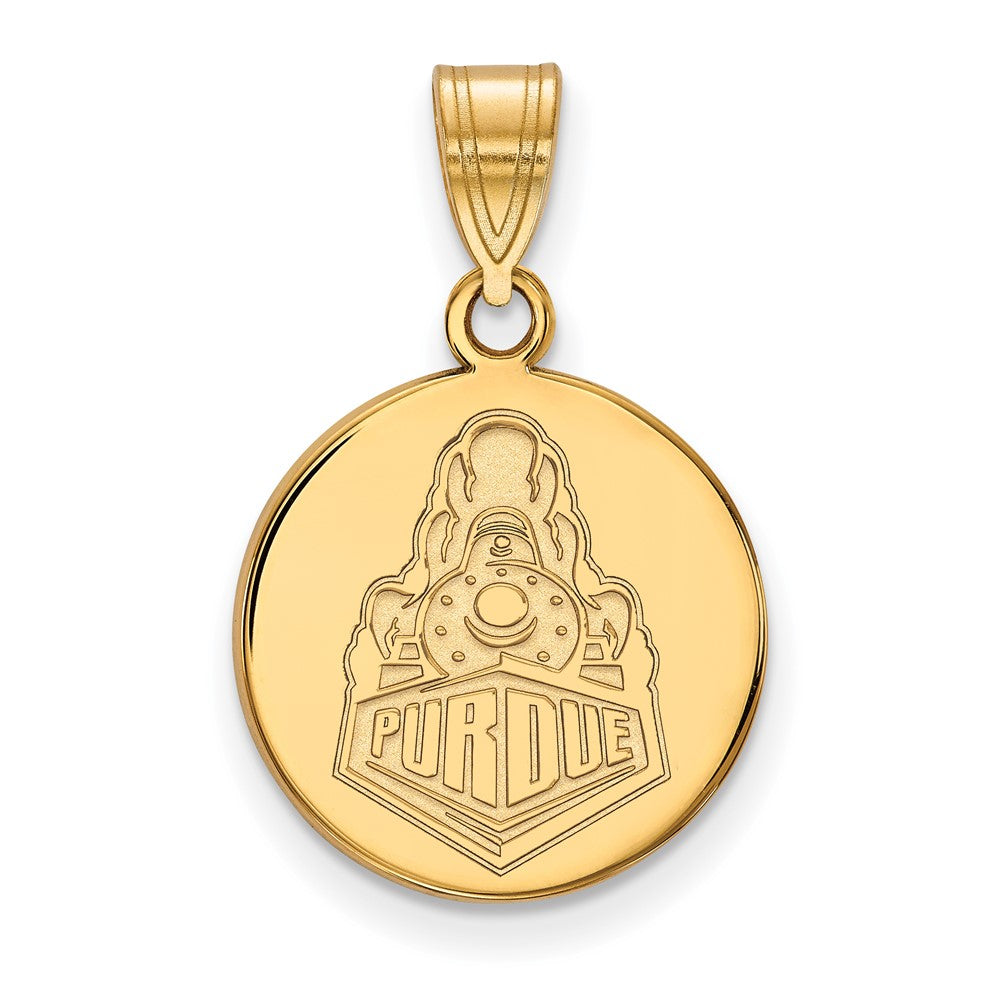 Gold Plated Sterling Silver Logoart Purdue University Boilermakers Train Logo Medium Disc Pendant