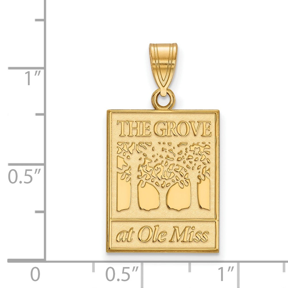 Gold Plated Sterling Silver Logoart University Of Mississippi The Grove At Ole Miss Large Pendant