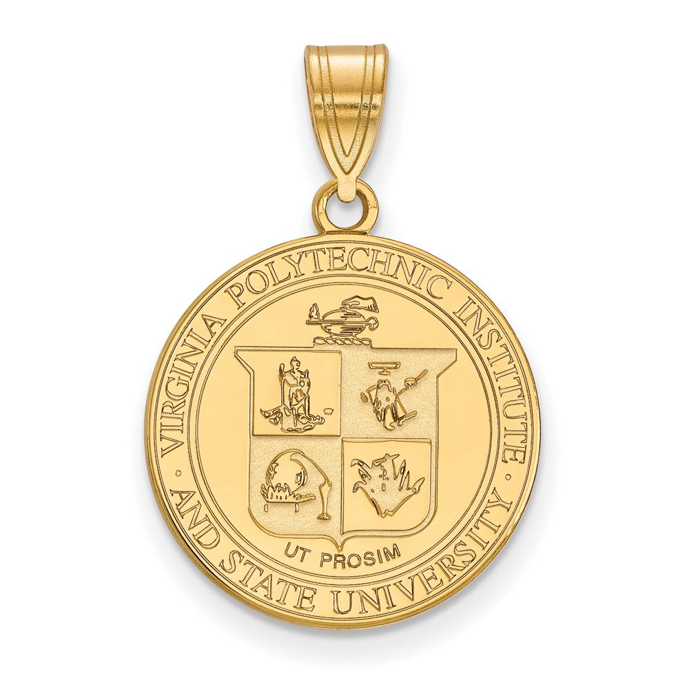 Gold Plated Sterling Silver Logoart Virginia Tech Large Crest Pendant