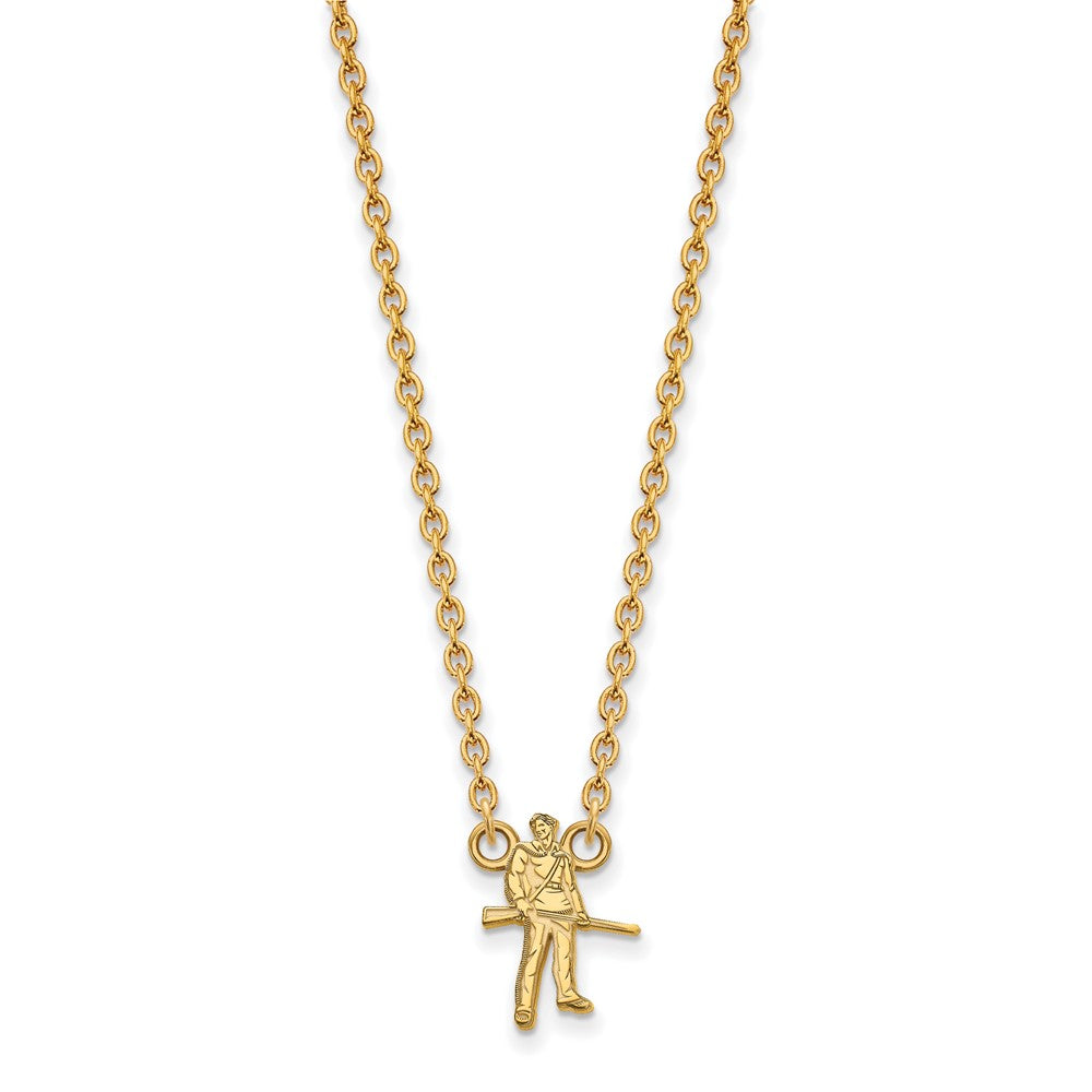 Gold Plated Sterling Silver Logoart West Virginia University Mountaineer Large Pendant 18 Inch Necklace