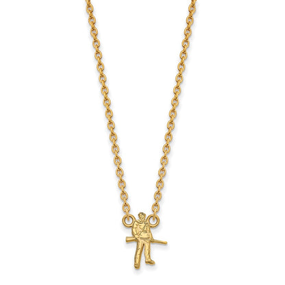 Gold Plated Sterling Silver Logoart West Virginia University Mountaineer Large Pendant 18 Inch Necklace