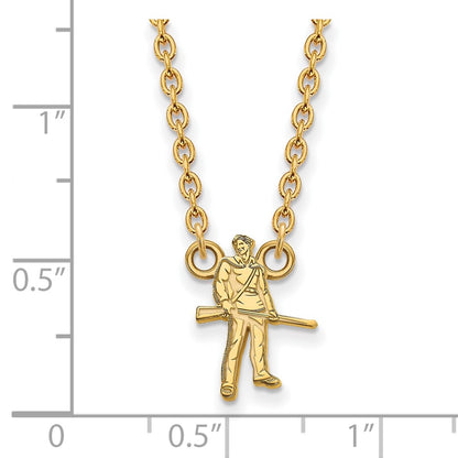 Gold Plated Sterling Silver Logoart West Virginia University Mountaineer Large Pendant 18 Inch Necklace