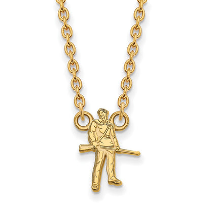14K Yellow Gold Logoart West Virginia University Mountaineer Large Pendant 18 Inch Necklace