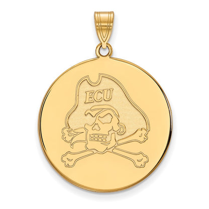 10K Yellow Gold Logoart East Carolina University Pirate Extra Large Disc Pendant