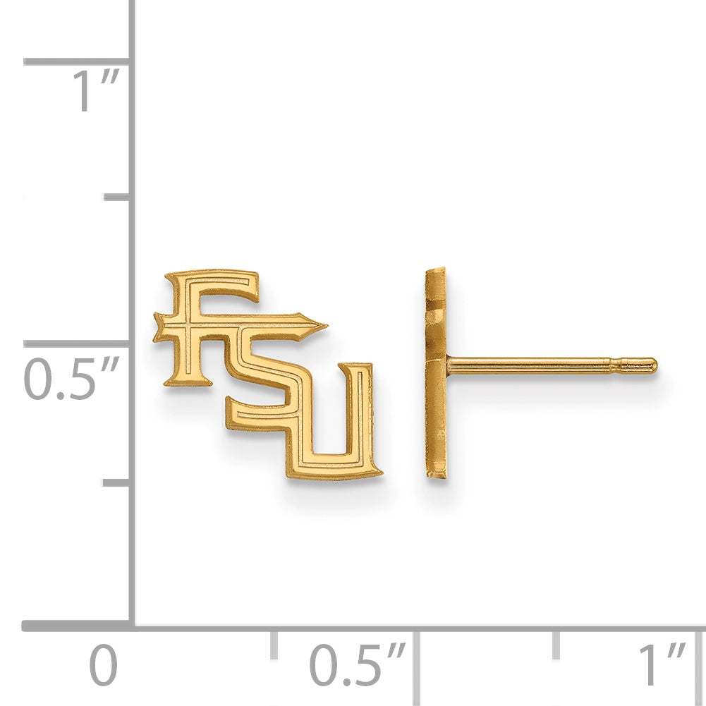 14K Yellow Gold Logoart Florida State University F S U Extra Small Post Earrings