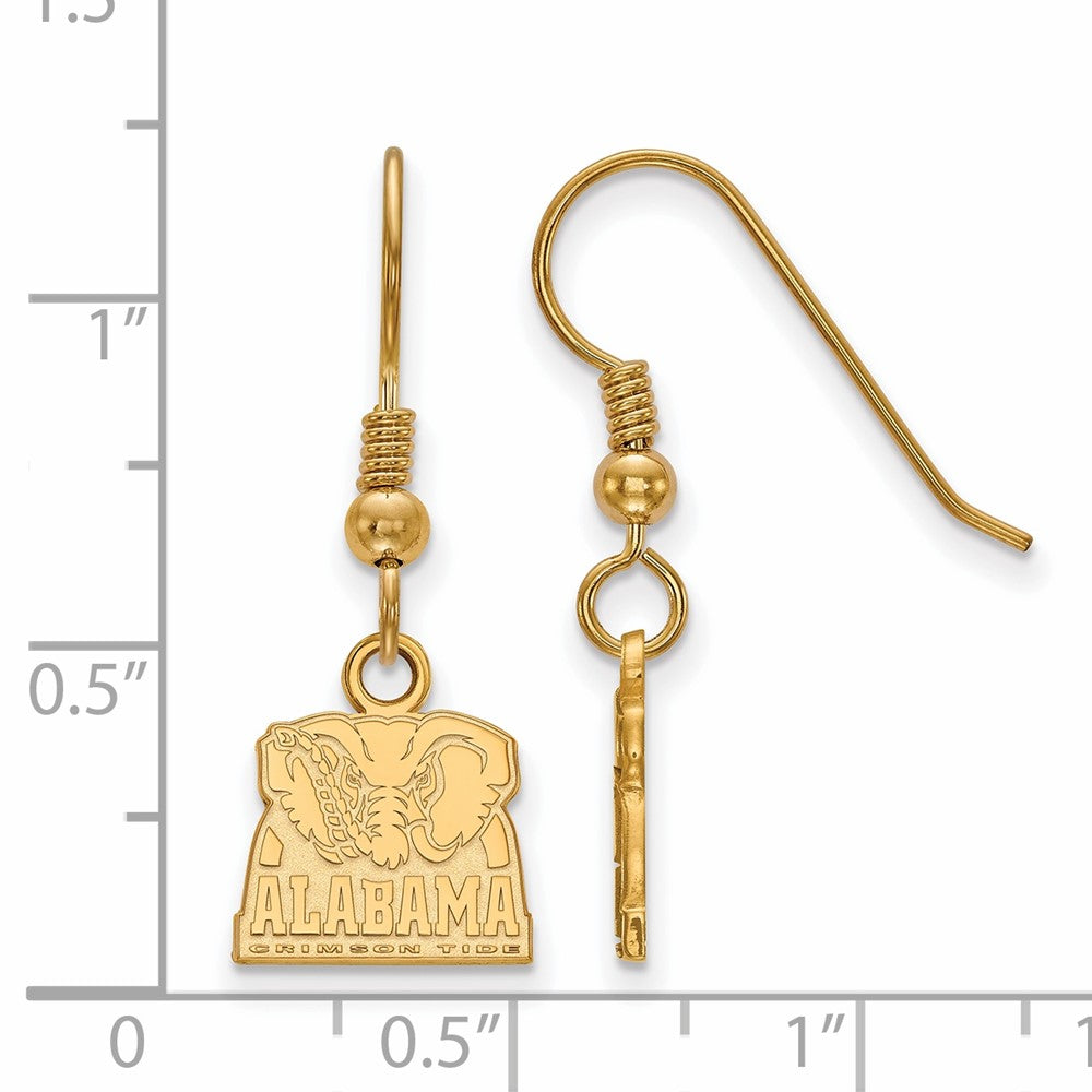 Gold Plated Sterling Silver Logoart University Of Alabama Elephant Extra Small Dangle Wire Earrings