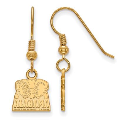 Gold Plated Sterling Silver Logoart University Of Alabama Elephant Extra Small Dangle Wire Earrings