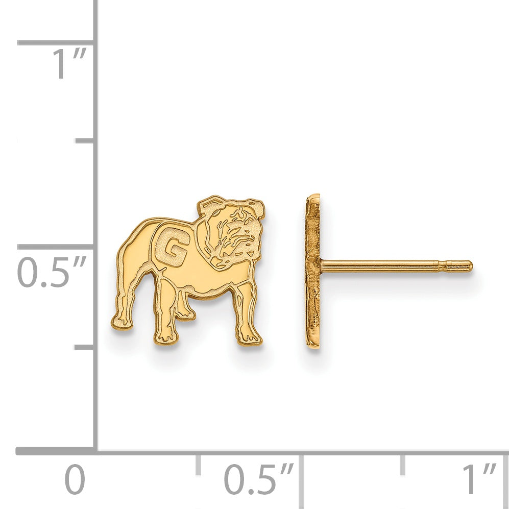 Gold Plated Sterling Silver Logoart University Of Georgia Bulldog Extra Small Post Earrings