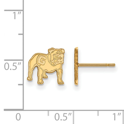 Gold Plated Sterling Silver Logoart University Of Georgia Bulldog Extra Small Post Earrings