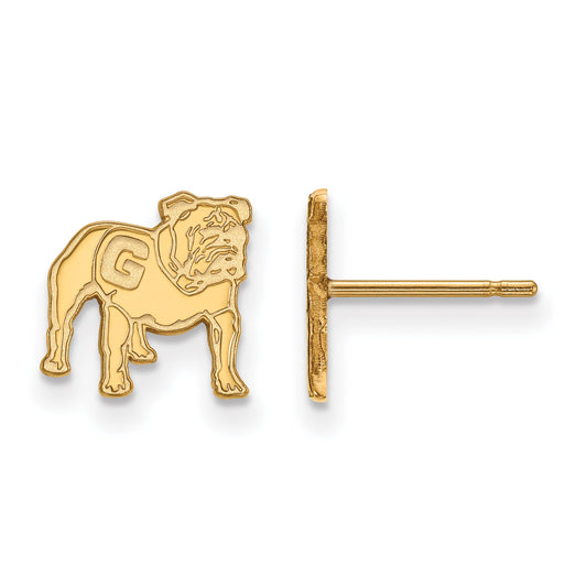 Gold Plated Sterling Silver Logoart University Of Georgia Bulldog Extra Small Post Earrings
