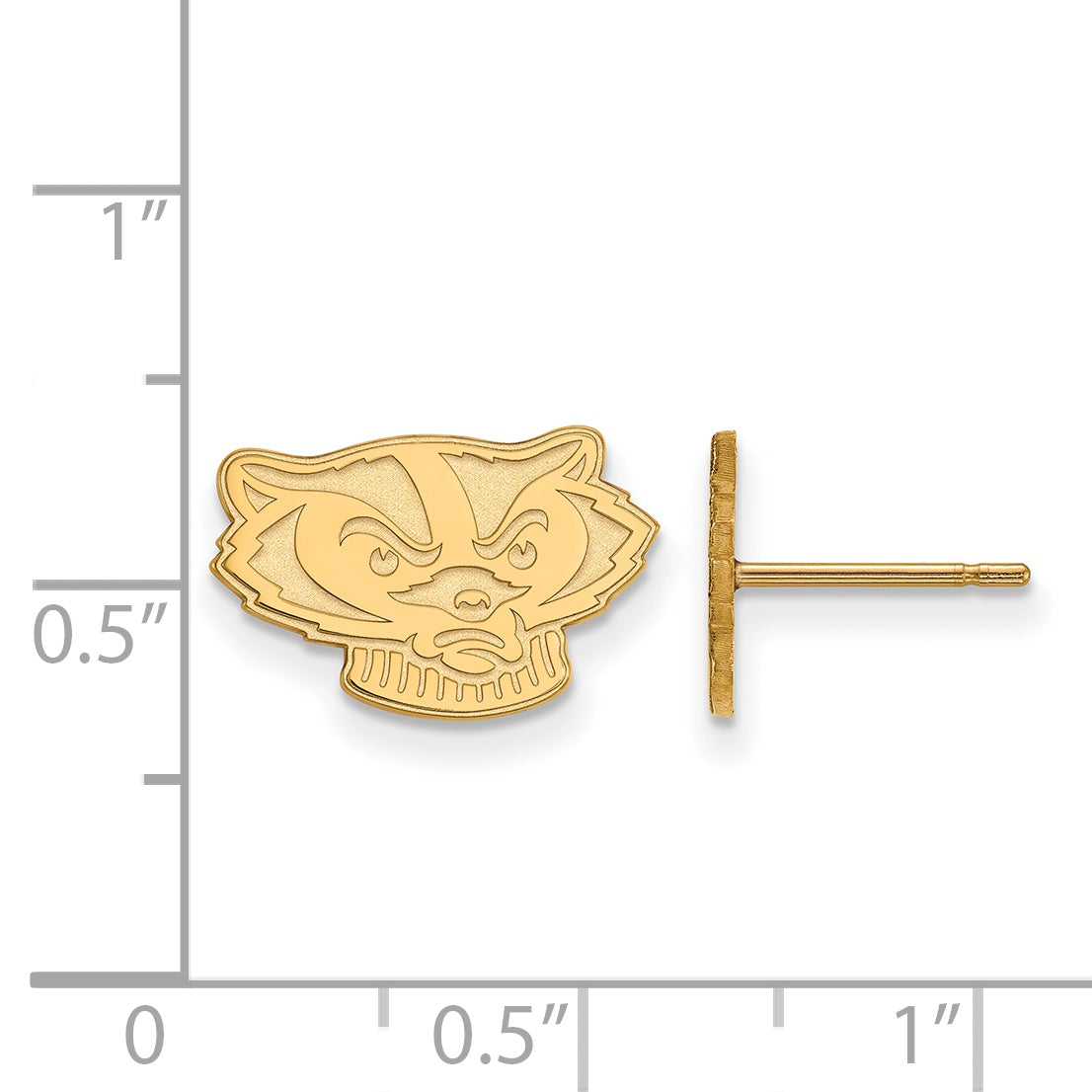 14K Yellow Gold Logoart University Of Wisconsin Badger Extra Small Post Earrings
