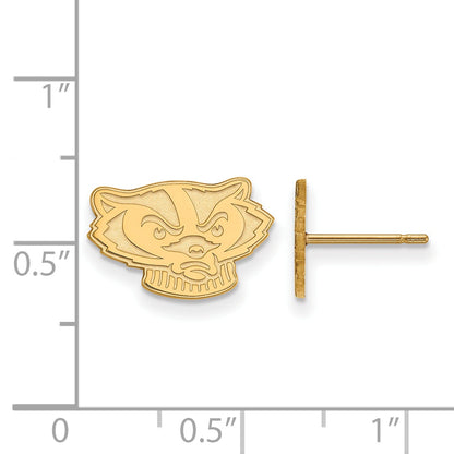 14K Yellow Gold Logoart University Of Wisconsin Badger Extra Small Post Earrings