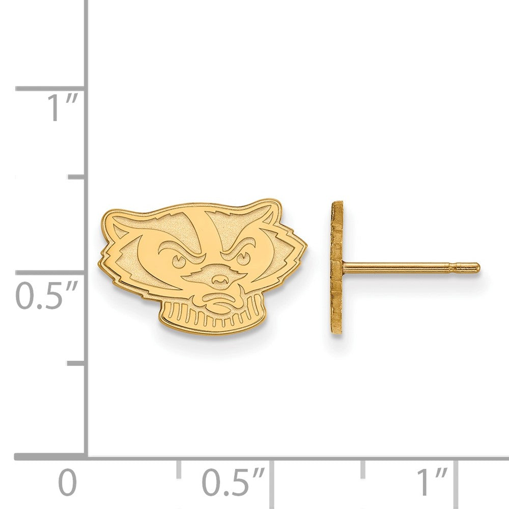 Gold Plated Sterling Silver Logoart University Of Wisconsin Badger Extra Small Post Earrings