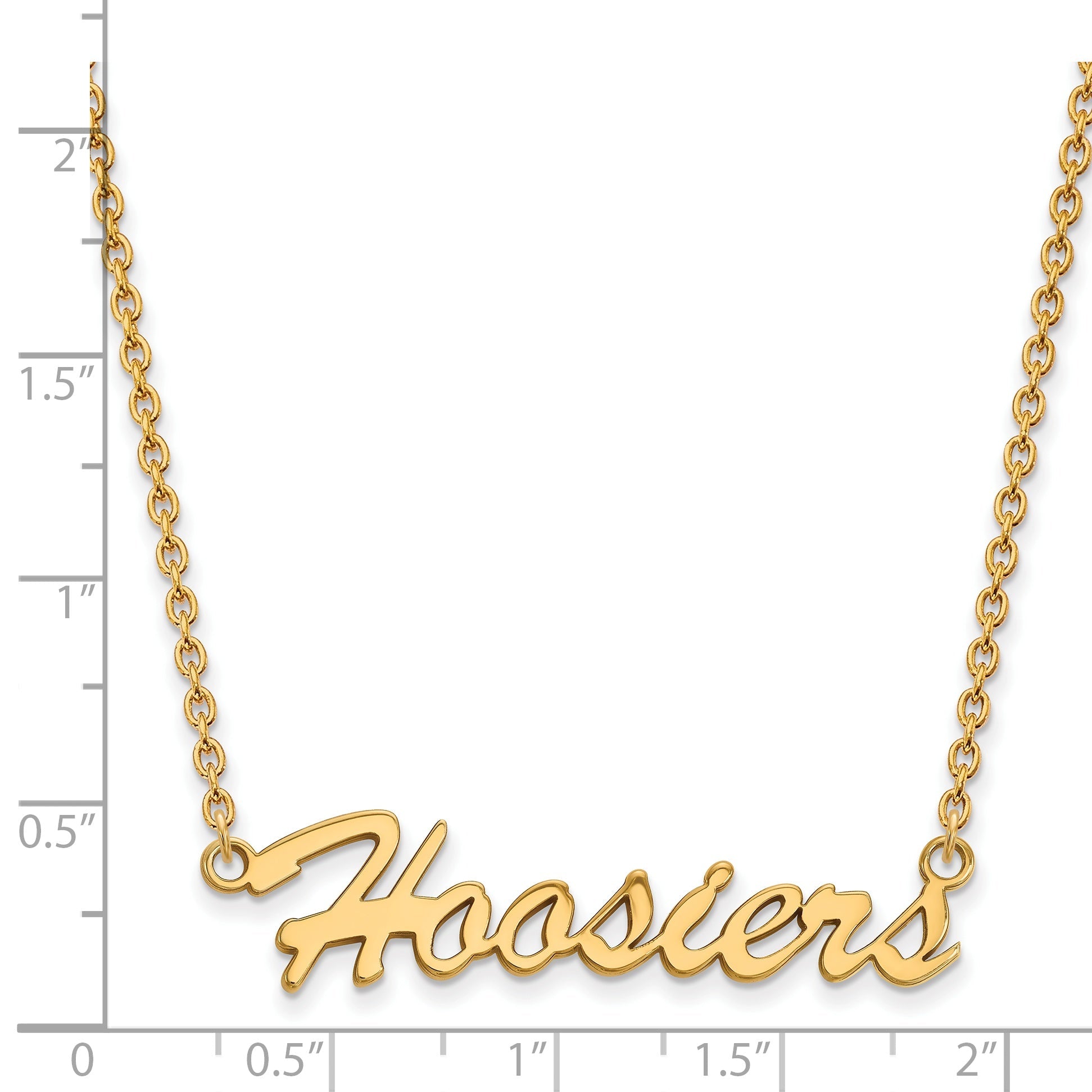 Gold Plated Sterling Silver Logoart Indiana University Hoosiers Script Medium Pendant 18 Inch Necklace