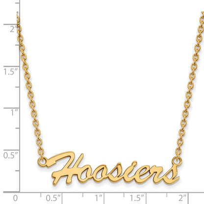 Gold Plated Sterling Silver Logoart Indiana University Hoosiers Script Medium Pendant 18 Inch Necklace