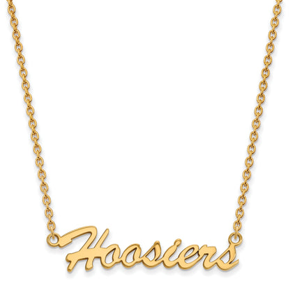 Gold Plated Sterling Silver Logoart Indiana University Hoosiers Script Medium Pendant 18 Inch Necklace