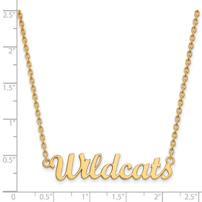 Gold Plated Sterling Silver Logoart Kansas State University Wildcats Script Medium Pendant 18 Inch Necklace