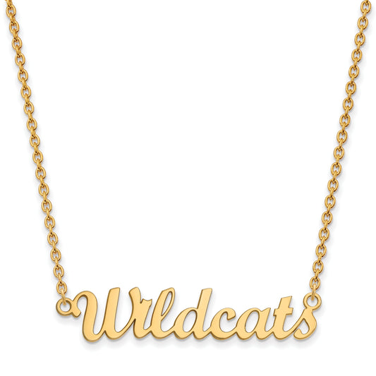 Gold Plated Sterling Silver Logoart Kansas State University Wildcats Script Medium Pendant 18 Inch Necklace