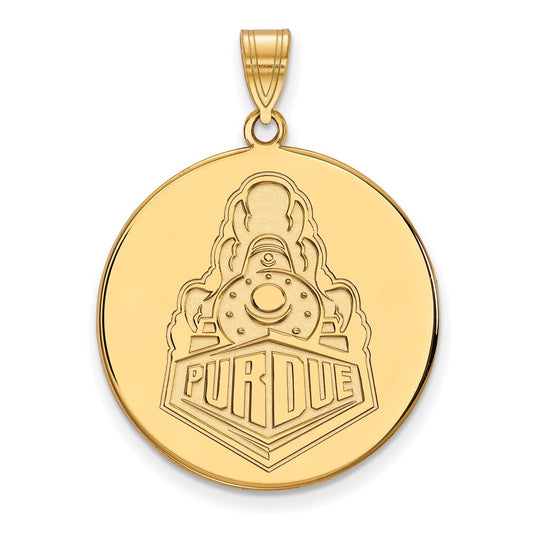 14K Yellow Gold Logoart Purdue University Boilermakers Train Logo Extra Large Disc Pendant