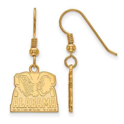 Gold Plated Sterling Silver Logoart University Of Alabama Elephant Small Dangle Wire Earrings