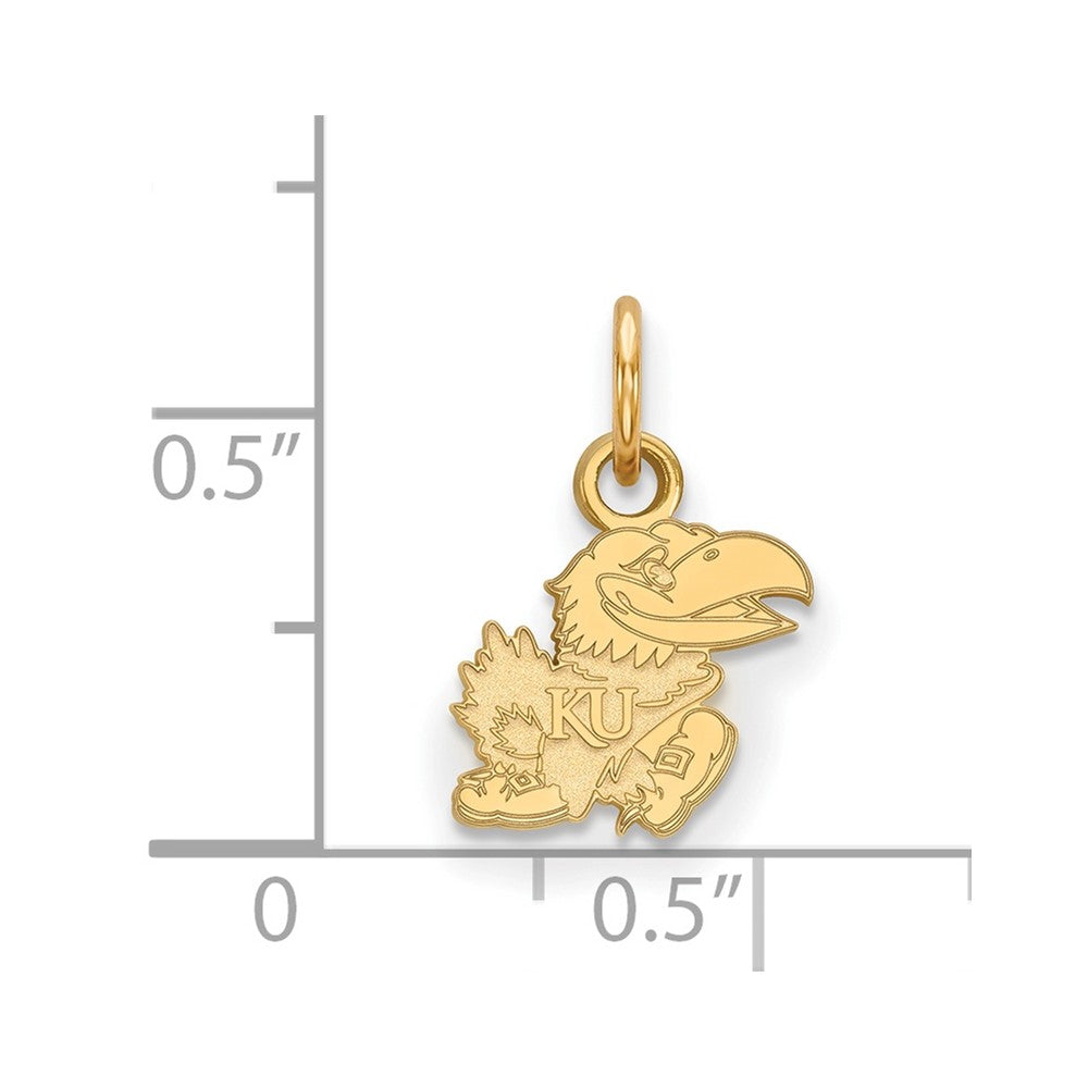 10K Yellow Gold Logoart University Of Kansas Jayhawk Extra Small Pendant
